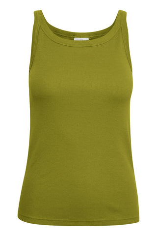 Kaffe Round Neck Vest Top in Citrus Green Carna - MMJs Fashion
