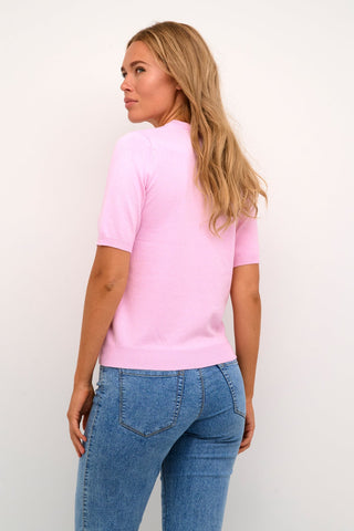 Kaffe Short Sleeve Jumper in Pale Pink KAlizza - MMJs Fashion