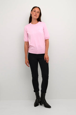 Kaffe Short Sleeve Jumper in Pale Pink KAlizza - MMJs Fashion