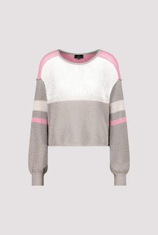 Monari Beige & Pink Colour Block Jumper - MMJs Fashion