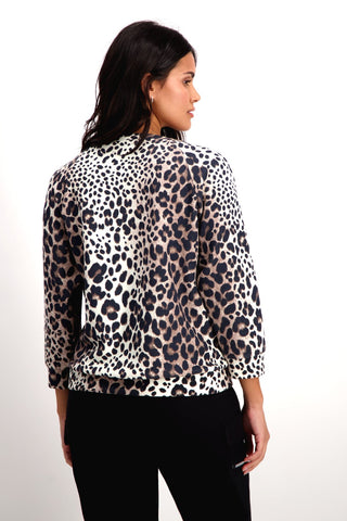 Monari Black and Beige Animal Print Sweatshirt - MMJs Fashion