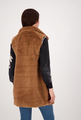 Monari Gilet Brown Faux Fur Mid Length - MMJs Fashion