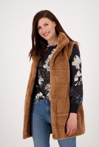 Monari Gilet Brown Faux Fur Mid Length - MMJs Fashion