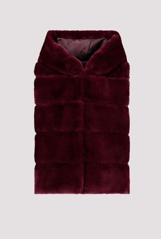 Monari Gilet Red Faux Fur with Hood - MMJs Fashion