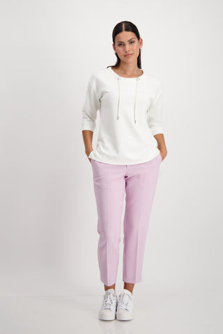 Monari Ivory Sweatshirt with Drawstring Neck - MMJs Fashion