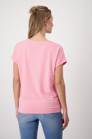 Monari Pink Top with Rhinestone Letters - MMJs Fashion
