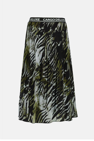Monari Skirt Green Black Pleated Print - MMJs Fashion