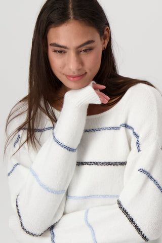 Monari Striped Jumper in Ivory and Blue - MMJs Fashion