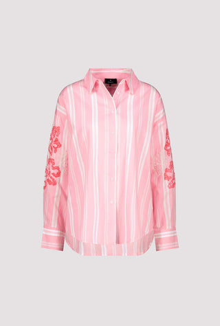 Monari Striped Pink Blouse with Sequin Flowers - MMJs Fashion