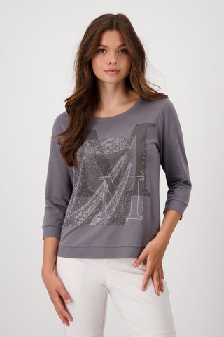 Monari Top Grey with Rhinestones - MMJs Fashion