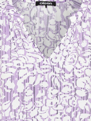 Olsen Abstract Print Blouse in Lilac - MMJs Fashion