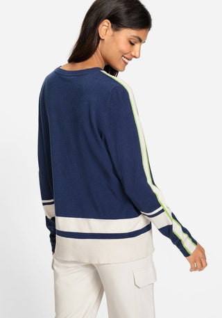 Olsen Blue and Ivory Striped Jumper - MMJs Fashion