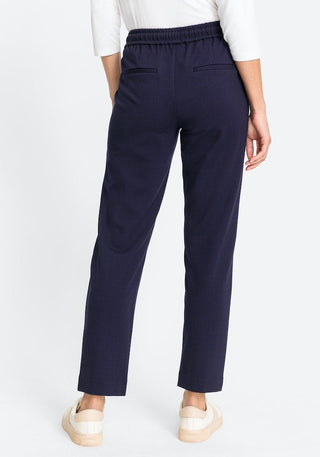 Olsen Cropped Trousers Navy Blue Drawstring - MMJs Fashion