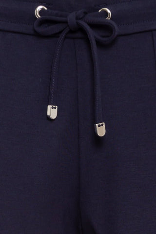 Olsen Cropped Trousers Navy Blue Drawstring - MMJs Fashion