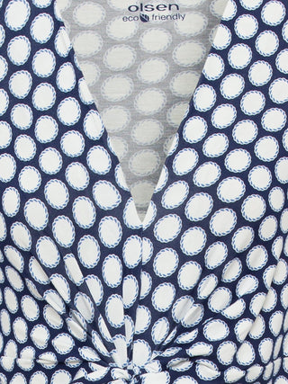 Olsen Jersey Midi Dress in Blue White Spot - MMJs Fashion