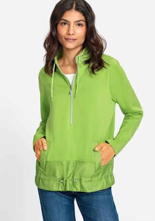 Olsen Lime Green Sweatshirt with Zip Neck - MMJs Fashion