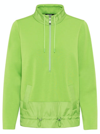 Olsen Lime Green Sweatshirt with Zip Neck - MMJs Fashion