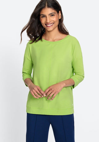 Olsen Lime Green Top with 3/4 Sleeves - MMJs Fashion