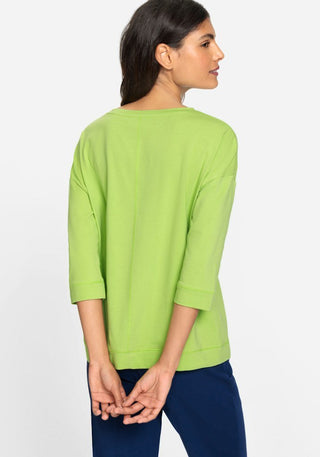 Olsen Lime Green Top with 3/4 Sleeves - MMJs Fashion