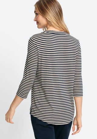 Olsen Striped Top Cream Blue - MMJs Fashion