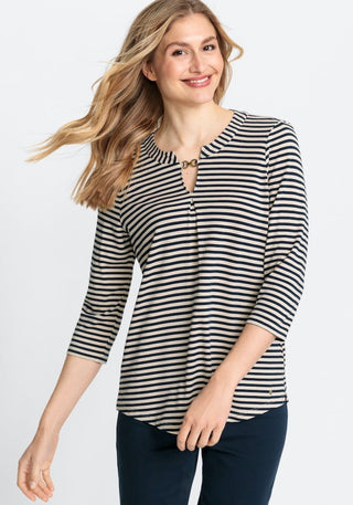 Olsen Striped Top Cream Blue - MMJs Fashion