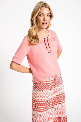 Olsen Sweatshirt Pink with Openwork - MMJs Fashion