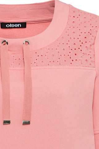 Olsen Sweatshirt Pink with Openwork - MMJs Fashion