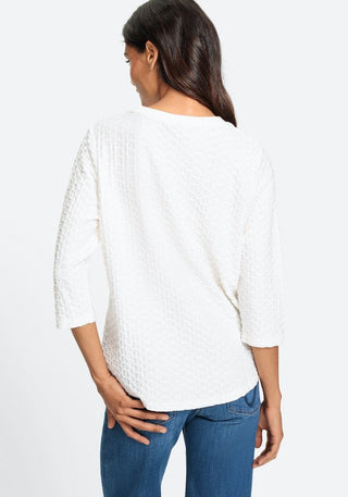 Olsen Textured Ivory Top with 3/4 Sleeves - MMJs Fashion