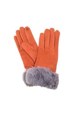 Park Lane Gloves Orange with Faux Fur - MMJs Fashion