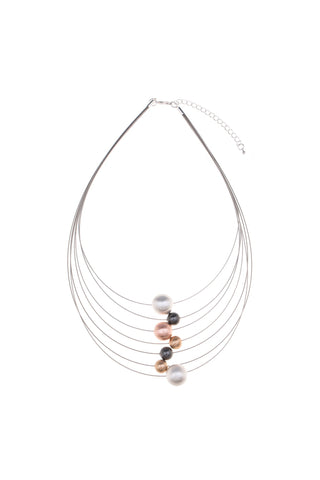Park Lane Necklace Pink Grey Silver Beads - MMJs Fashion