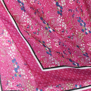 POM Floral Print Pink Scarf with Border - MMJs Fashion
