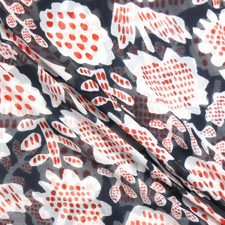 POM Organic Cotton Navy Abstract Tulip Print Scarf - MMJs Fashion