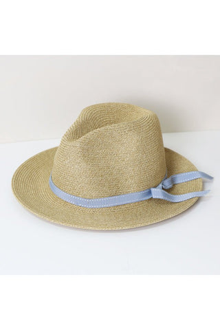 POM Trilby Hat Beige with Ribbon - MMJs Fashion