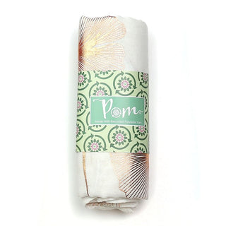 POM White and Rose Gold Ginkgo Print Scarf - MMJs Fashion