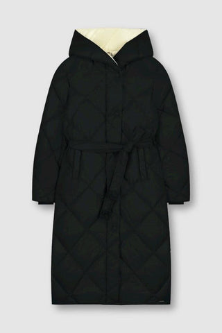 Rino & Pelle Coat Black Cream Long Hooded Morice - MMJs Fashion