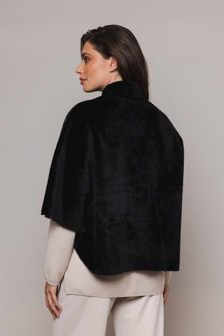 Rino & Pelle Faux Fur Cape Jacket Black Dewi - MMJs Fashion