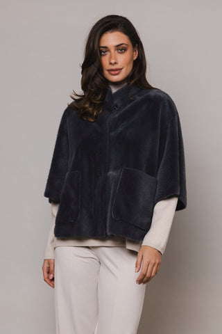 Rino & Pelle Faux Fur Cape Jacket Grey Dewi - MMJs Fashion
