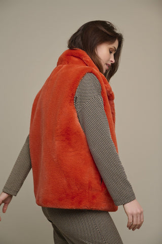Rino & Pelle Faux Fur Waistcoat Orange Lison - MMJs Fashion