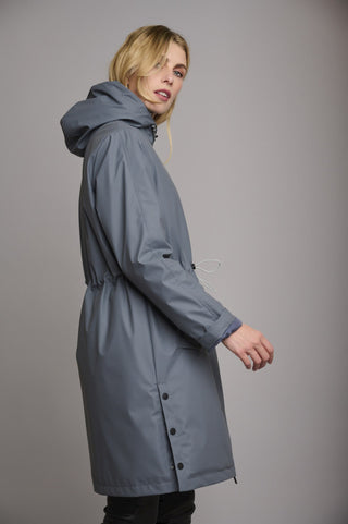 Rino & Pelle Raincoat Blue Grey with Faux Fur Jiva - MMJs Fashion