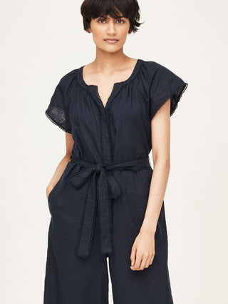 Thought Jumpsuit Navy Lace Trim Yola - MMJs Fashion