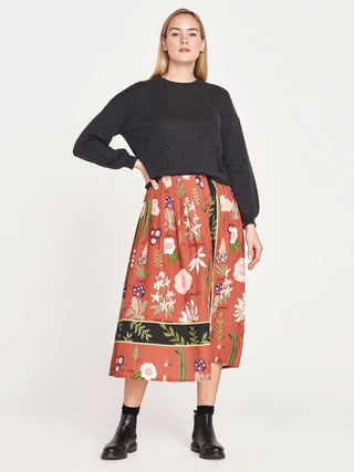 Thought Skirt Red Floral Midi Chandra - MMJs Fashion