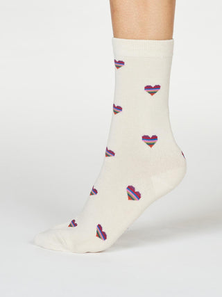 Thought Socks Cream Heart Stripe Cretia - MMJs Fashion