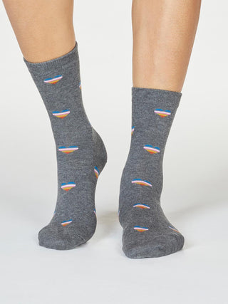 Thought Socks Dark Grey Heart Stripe Cretia - MMJs Fashion