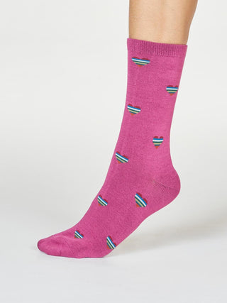Thought Socks Pink Heart Stripe Cretia - MMJs Fashion