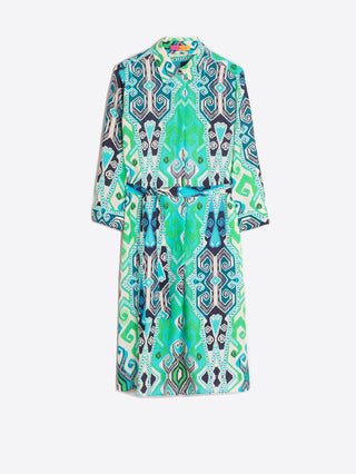 Vilagallo Belted Shirt Dress Turquoise Green Adriana - MMJs Fashion