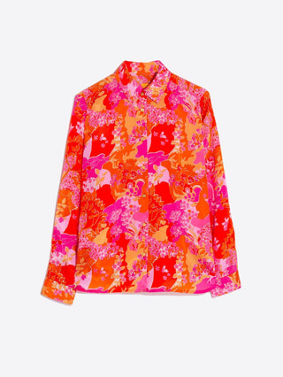 Vilagallo Floral Print Blouse Orange Pink Isabella - MMJs Fashion