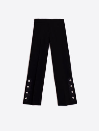 Vilagallo Wide Leg Trousers Black with Buttons - MMJs Fashion
