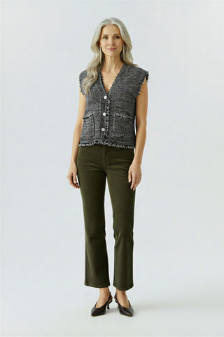 Oui V-Neck Knitted Waistcoat Grey