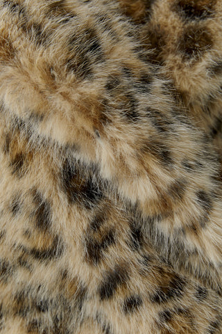 Oui Leopard Print Faux Fur Jacket Grey Beige