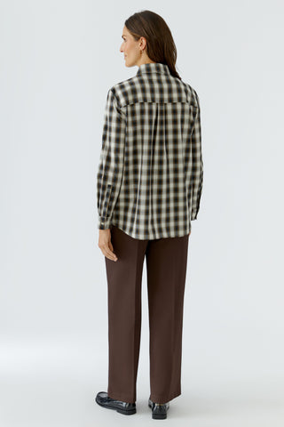Oui Pussy Bow Checked Blouse Ivory Black